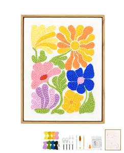 16 Inch Punch Needle Kit with Frame, Easy Punch Embroidery Kits for Beginners, Adults & Kids Craft Kits, Picture Frame as Home Wall Décor, Pattern Fabric,Threader, Yarns, Hoops & Rug Punch