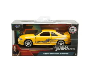 Jada 1:32 Leon's 1995 Nissan Skyline GT-R Yellow Fast & Furious Diecast Metal Model Racing Car Collectible