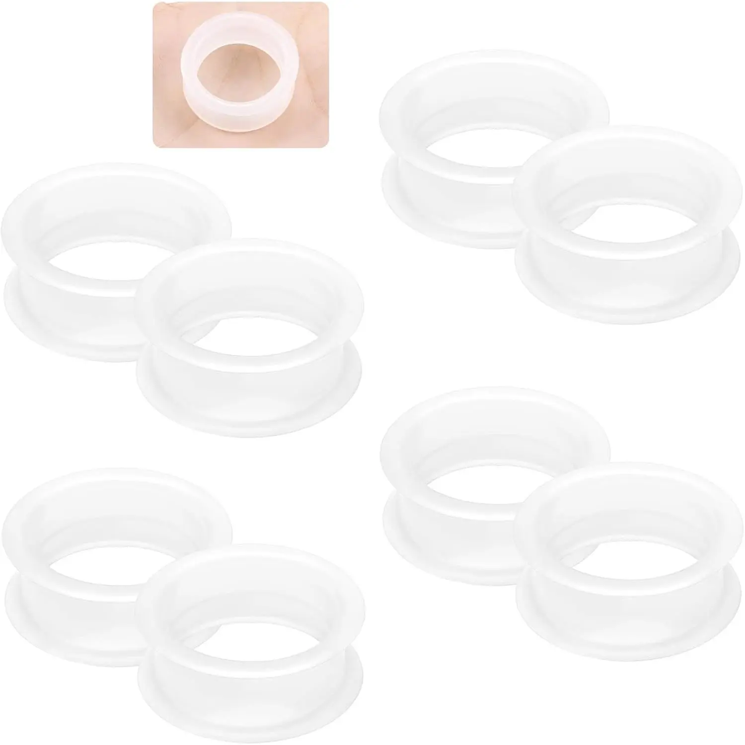 6G-50mm Thick Clear  Ear Gauges Tunnels Rubber Ear Plugs Gauges Double Flared Flexible Tunnel Earrings for Women Men