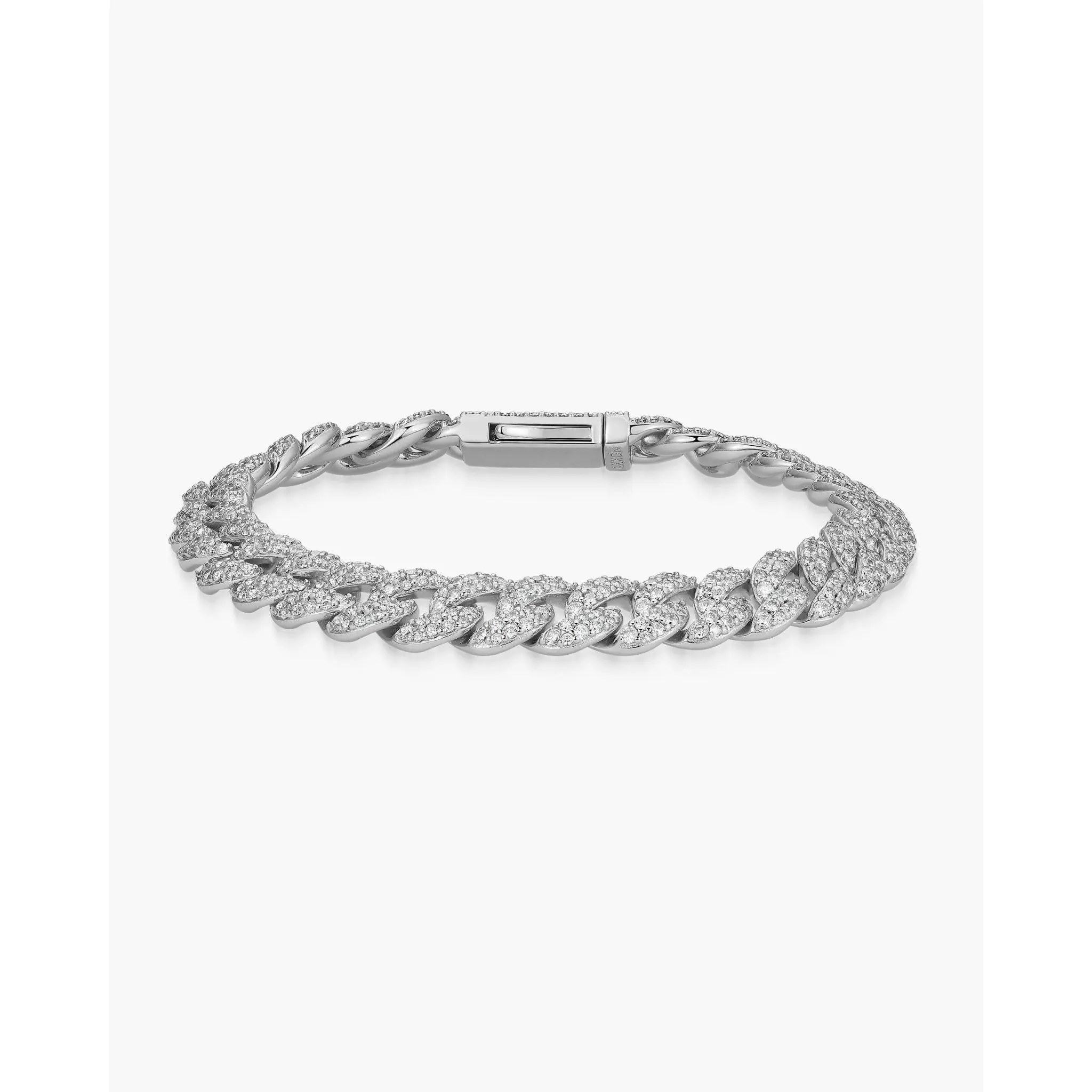 Women's Iced Out Cuban Link Bracelet 8mm - Silver