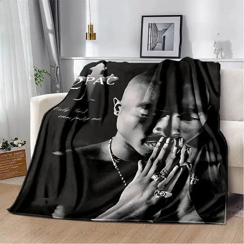 2PAC hip -hop singer fashion printed blanket warm bed blanket soft and comfortable blanket home travel blanket birthday gift-Warm plush feel