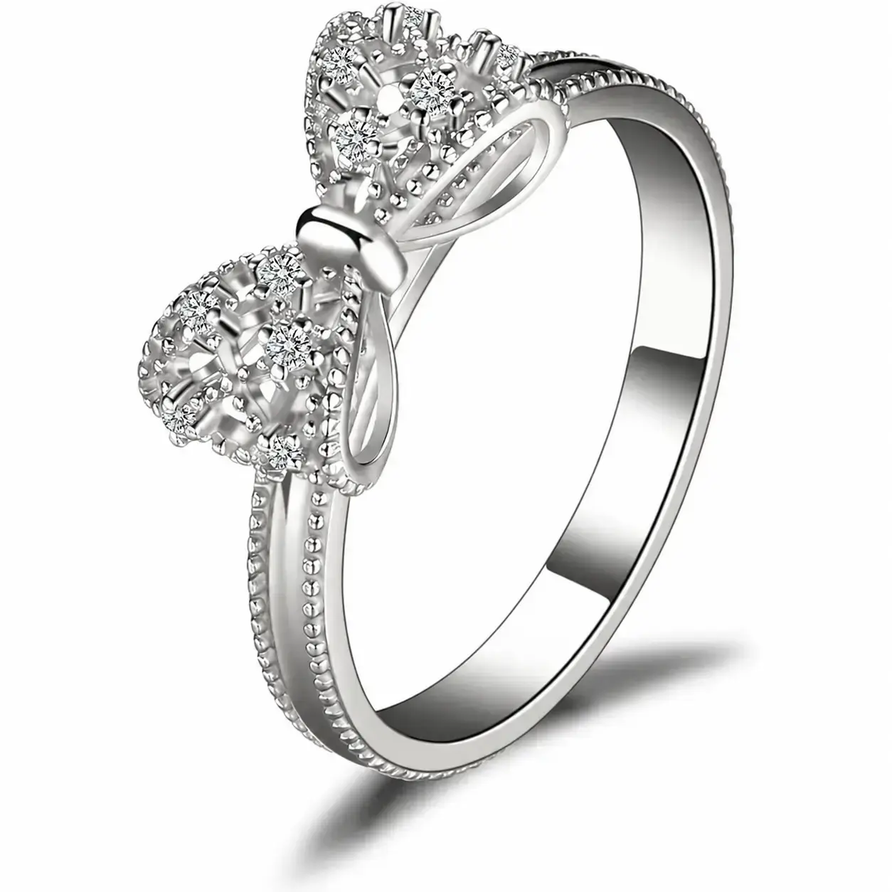 Sterling Silver Promise Ring Set with Cubic Zirconia, Hypoallergenic Eternity Band, Non-Tarnish Jewelry Gift for Girls, Daily Wear Valentine’s Day Gift