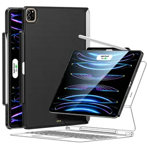 MATEKXY Magic Keyboard Case with Screen Protector & Pencil Holder for iPad Pro 11/12.9 Inch 6th/5th/4th Generation (2022/2021/2020), Compatible With Magic Keyboard & Smart Keyboard Folio (Keyboard Not Included)