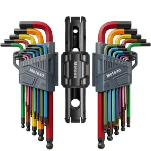 METOXA 27-Piece Color-Coded Ball End Hex Key Allen Wrench Set, Metric & SAE L-Shaped Wrench Kit with T-Handle Speed Wrench, Professional Hand Tools, Father’s Day Gift for Men