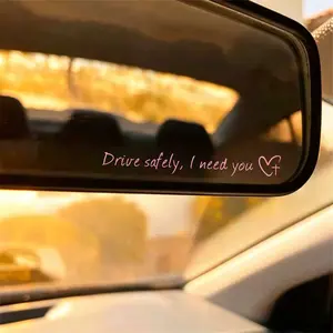 4x 'Drive safely, I need you' Car Rearview Mirror Sticker, Vinyl Text Decal for Women, Romantic Car Mirror Accessories for Girlfriend Wife Boyfriend Husband , Universal Vehicle Decoration,Mother's Day gift (Always follow the instructions before use)