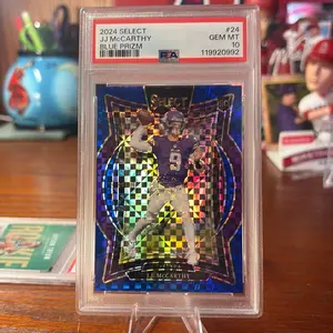 JJ McCarthy Blue Prizm RC PSA 10