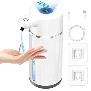 Automatic Soap Dispenser, 15oz Touchless Liquid Soap Dispenser, USB Rechargeable, 4 Adjustable Levels, Waterproof, Kitchen Gadgets, Home Essentials Hand Wall, Bathroom soap dispenser