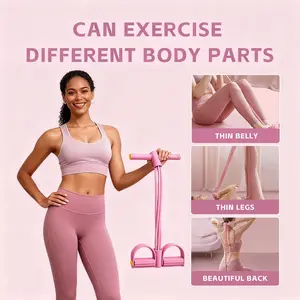 Portable Pedal Resistance Band Trainer, Multifunction 6-Tube Elastic Pull Rope for Home Workout, Stretching & Fitness