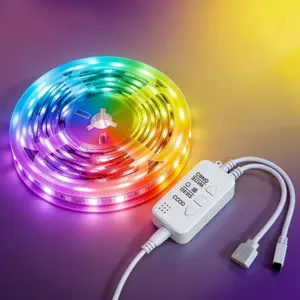 Adjustable RGBIC LED light strip, suitable for bedroom smart LED lights, Bluetooth control APP operation, one light strip can present multiple colors, music synchronization color-changing LED light strip, home decoration, Smart Lighting, Led Lighted