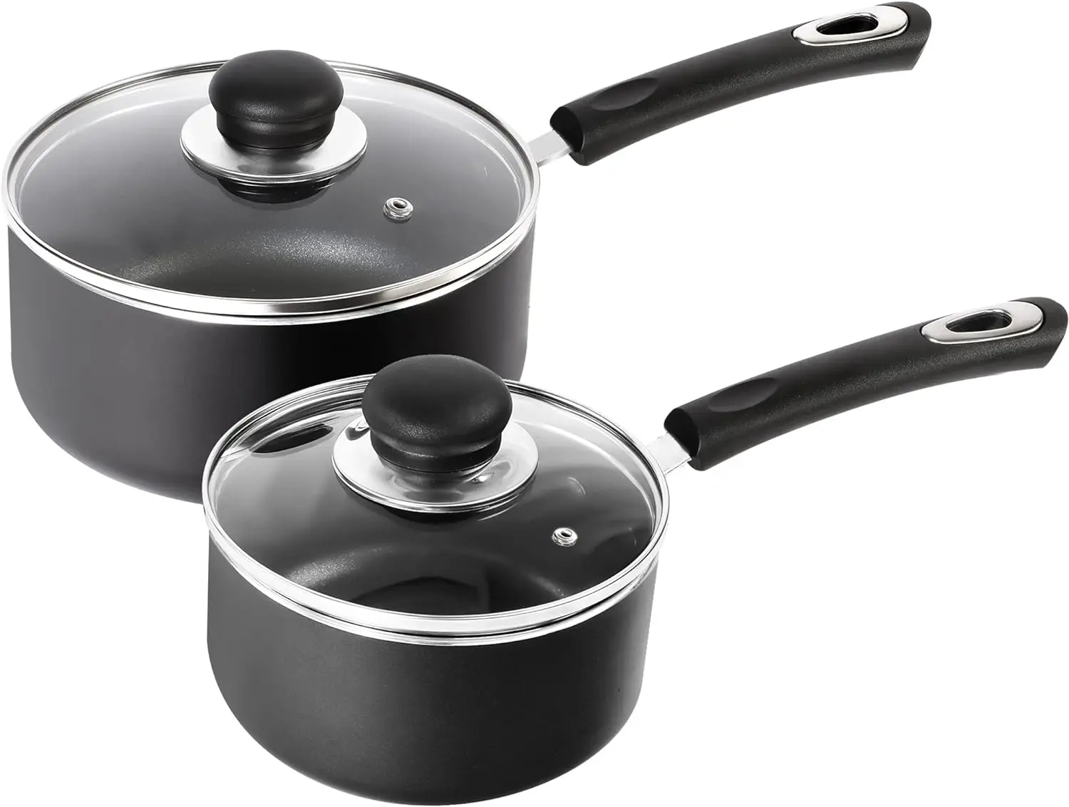 2-pack Nonstick Saucepan Set with Lid, 1 Quart and 2 Quarts Multipurpose Pots Set