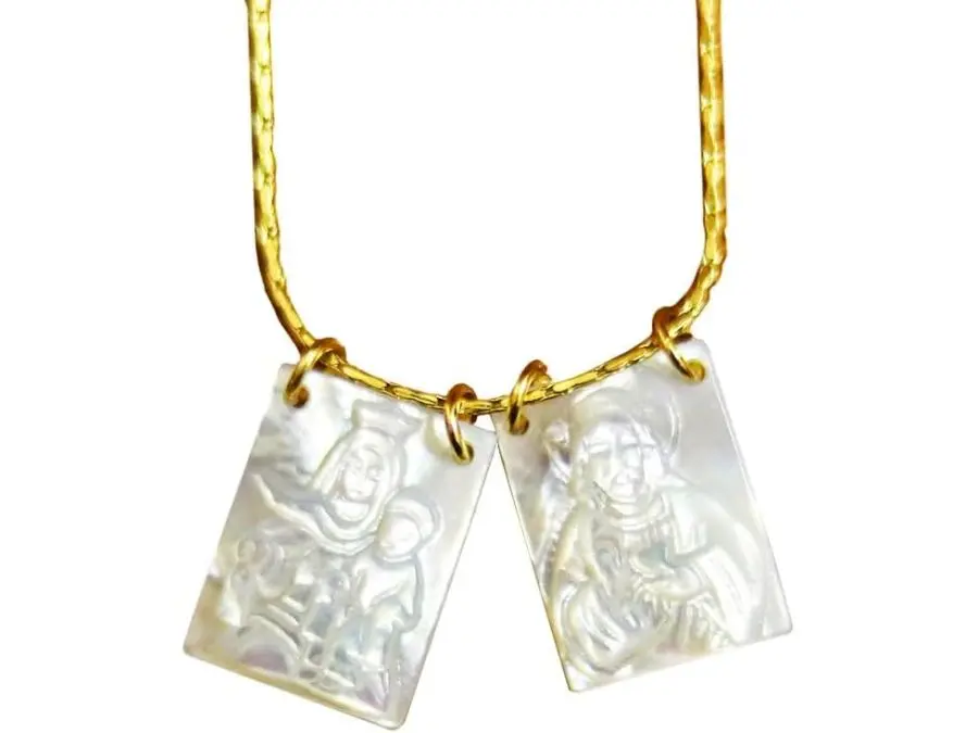 Jesus and Virgen De Mary Scapular Necklace Double Scapular Necklace