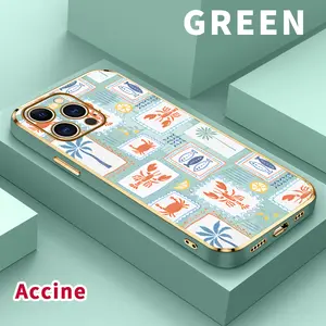 Luxury Electroplated Phone Case for iPhone 17 Pro Max Air 16 15 14 Plus 13 12 11 Seafood Palm Pattern Soft TPU Silicone Ultra Slim cellphone Cover