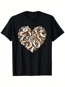 7.5oz Cobra Lover Puffer Snake T-Shirt, Casual Style, Breathable Outdoor Beach Tee, All-Season Long Sleeve, Summer Weekend