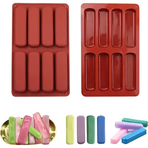 Hot Dog Bun Pan - 2 Pack 8 Cavity Silicone Molds, Non-stick French Bread Pan, Baguette Baking Tray for Sandwich Bun Rolls
