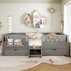 Bellemave  Full with built-in bookshelves and storage drawers, Safety Staircase design and high-quality safety rails