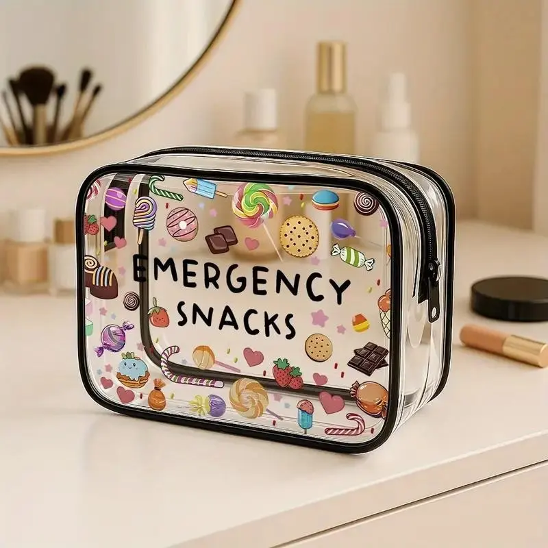 Clear Emergency Snack Bag, Portable Travel Storage Pouch, Resealable Zipper Pouch, Zipper Pouches, Transparent Storage, Large Capacity, Ideal for Road Trips, Picnics, Daily Snacks, Perfect Gift, Storage Bags