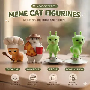 Viral Alien Cat Meme Figurine, Grr-Inspired Flocked Desk Decor, Cute Collectible Gift for Cat Lovers