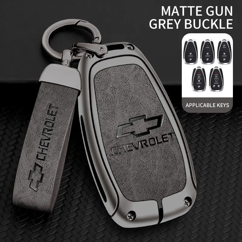 Zinc Alloy Leather Car Key Case Cover Shell Holder Car Key Accessory For Chevrolet Malibu Camaro Cruze Traverse Spark Equinox Sonic Volt Bolt Trax Onix Orlando Sonic Car Key Protector