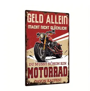 Vintage German Metal Tin Sign "Geld Allein" - Classic Motorcycle Wall Art, Rustic Home & Garage Decor, 7.8 x 11.8 Inches, Easy-to-Hang, Motorcycle Decor Christmas decorations