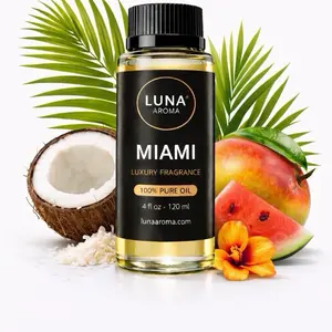 MIAMI 120ML Pure Natural Aroma Oil - Home Fragrance Freshener for Aromatherapy Diffusers, Relaxation, and Home Scenting