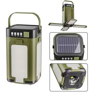 Outdoor Foldable LED Camping Lantern, Rechargeable Camping Light with Solar Power, Portable Flashlight, 6 Lighting Modes, Portable Outdoor Lantern for Camping, Hiking, Tent & Emergency Use