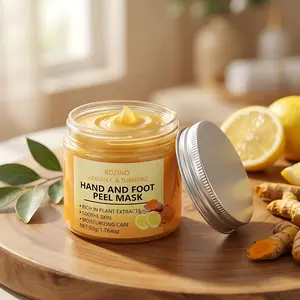 Rozino Vitamin C & Turmeric Hand and Foot Mask – Brightening Hand and Foot Mask, Moisturizing, Exfoliating Dead Skin, Soft Skin Treatment for Dry Skin, Gentle Hydration