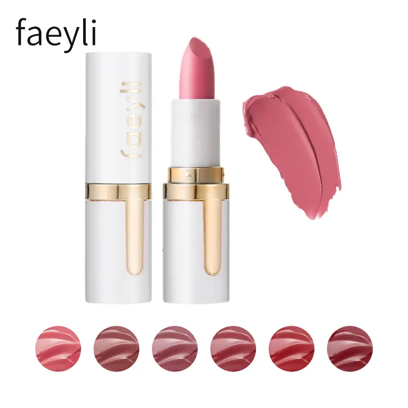 Matte White Tube Solid Stick Lipstick - 6 Shades Set, Long-Lasting Velvet, Waterproof Nude Lip Makeup