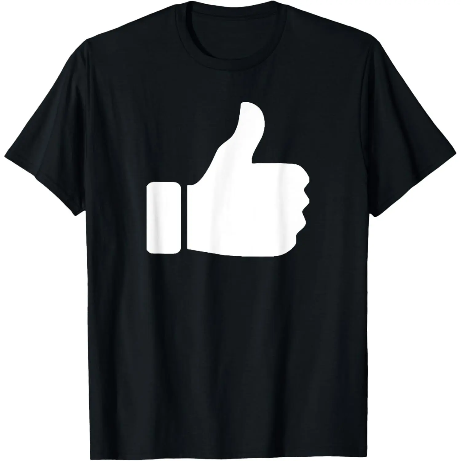 Unisex 100 Cotton Short-Sleeve Sports T-Shirt - Black Base with White Thumbs Up Graphic, Casual Cut Daily Streetwear Top, Machine Washable Casual Fit Sports & Outdoor Clothing