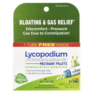 Boiron Lycopodium, Meltaway Pellets, 30C, 3 Tubes, 80 Pellets Each | HSA/FSA Eligible