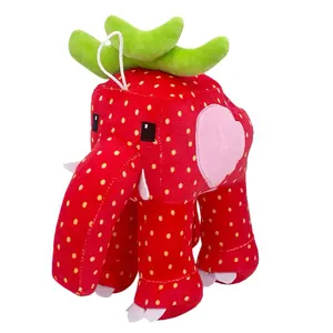 Cute Strawberry Elephant Plush Toy, 9.8 Inch Soft Stuffed Animal, Brain Corrupt Fan Collection Gift, Indoor Decorative Toy