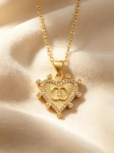 MTOW 1 Pcs of 2026 New luxury Retro Heart-Shaped Double C Metal Necklace, Women's Zircon Necklace,  Versatile Necklace Suitable For Daily Wear, Exquisite Gifts