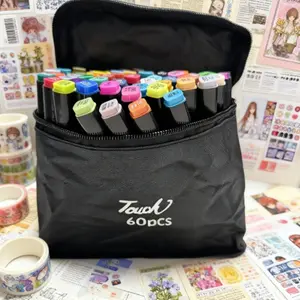 Professional grade marker set: 60 colors, rich and rich colors, smooth writing, multi-tone alcoholic ink, plastic material, very suitable for animation and sketching [professional art use]