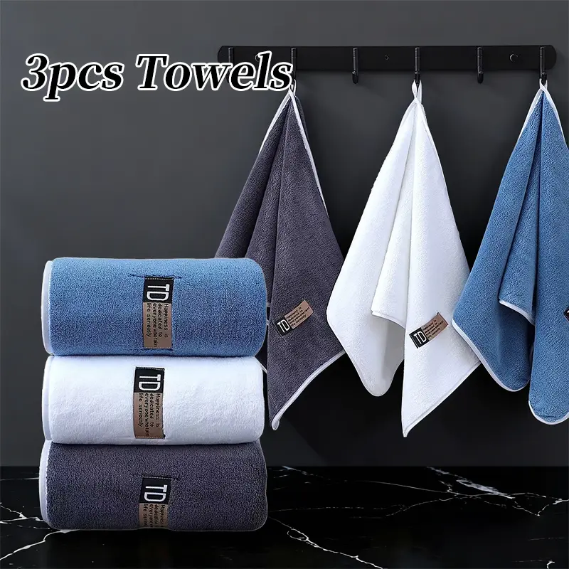 Super Absorbent Microfiber Face Towels (set of 3), Ultra Soft Quick-Dry No Shedding, Easy to Hang, Essential Bathroom Accessories, Lightweight Soft Towel, Quick Drying Towel