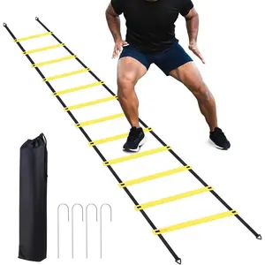 Agility Ladder Speed Training Set 12 Rung 20ft Exercise Ladders with Ground Stakes for Soccer Football Boxing Footwork Sports Fitness Training Ladder with Carry Bag