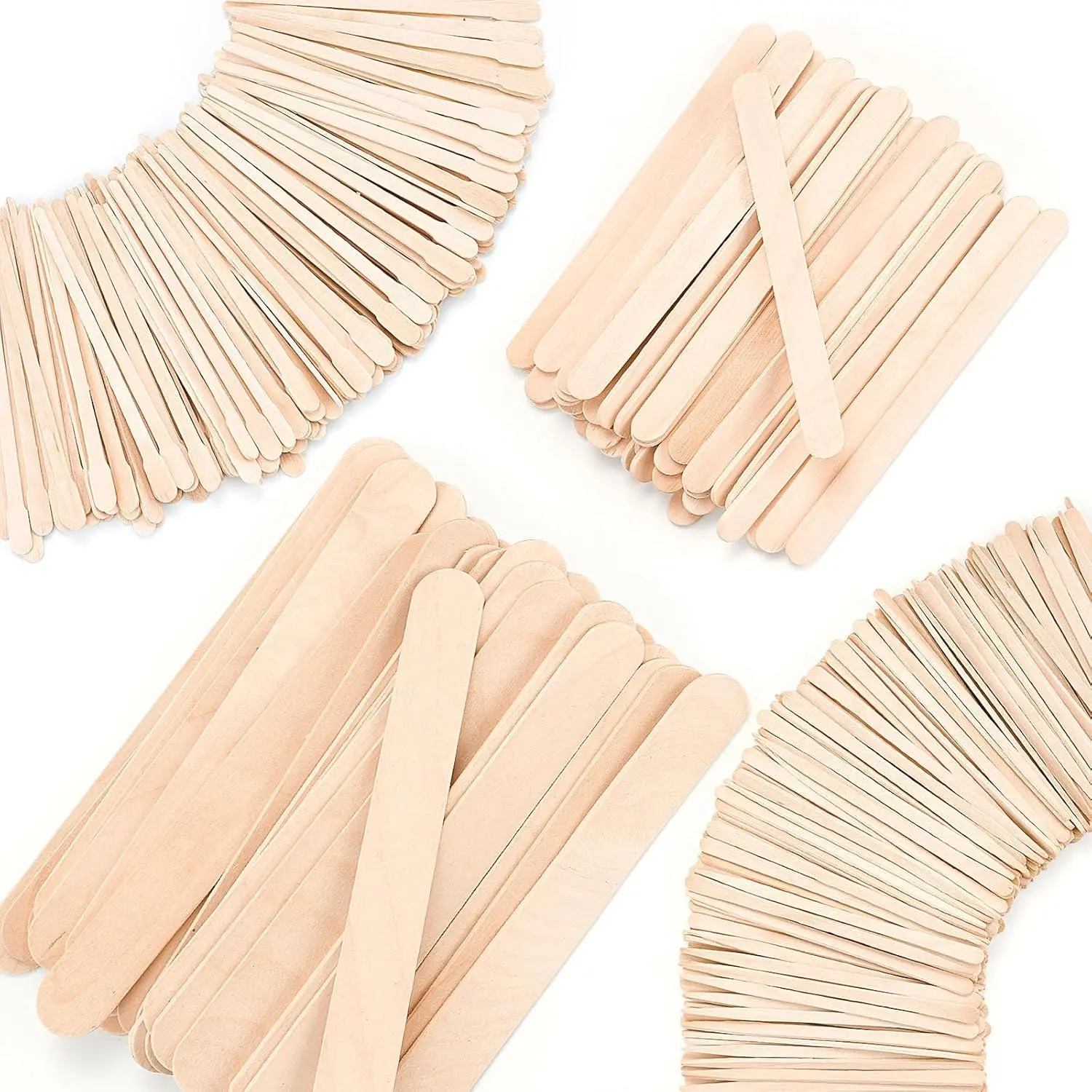 4 Styles 500 Pcs Waxing Sticks Assorted Wax Applicator Sticks for Body Legs Face with Small Medium Large Sizes Wood Popsicle Sticks for Waxing or Wood Craft Sticks EWVVSS