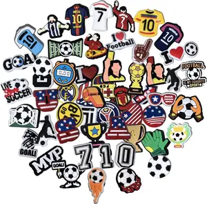 50 Pcs Soccer Shoe Charms For Boys Men Teen Pvc Construction Soccer Themed Designs For Soccer Lovers Football Clog Accessories