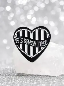 Beetlejuice Classic Horror Movie Enamel Pins Gothic Retro Style Black White Stripe Heart Shape & IT'S SHOWTIME Design Brooches for Backpack Jacket Collectible Badge Decoration Jewelry Gift for Fans Accessories