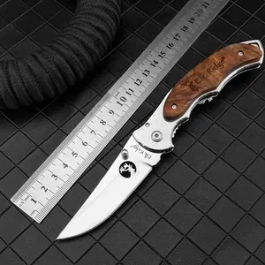 Best Selling 519 Folding Pocket Knife 440 Mirror Blade Shadow Wood Handle Jungle Fishing Outdoor Knife EDC Camping Defense Tool