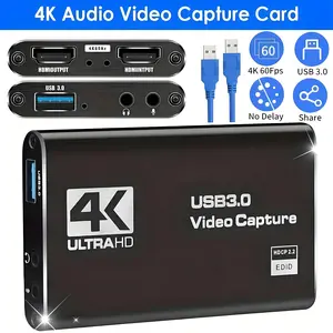 HDNKT 4K HDMI Capture Card for Streaming Full HD 1080P 60FPS USB 3.0 Cam Link Game Audio Video Capture Card Nintendo Switch PS5 3ds Xbox PS4 No Delay Share
