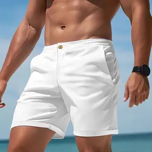 Mens Chino Shorts Slim-fit Flat Front Stretch Casual Short Shorts