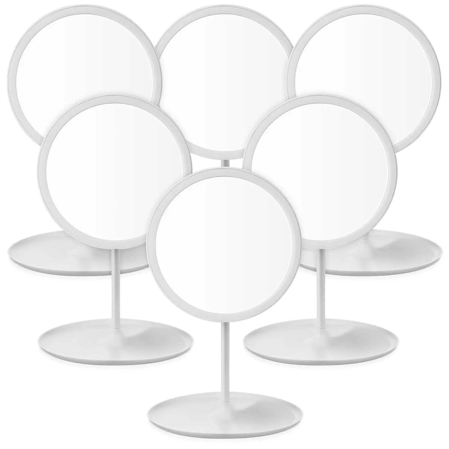 DoubleFill 6 Pcs Spa Party Mirrors Gifts Bulk Sleepover Party Favors,White