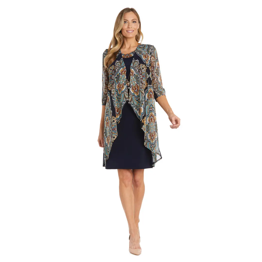 R&M Richards 1567 Short Mother of the Bride Jacket Print Dress