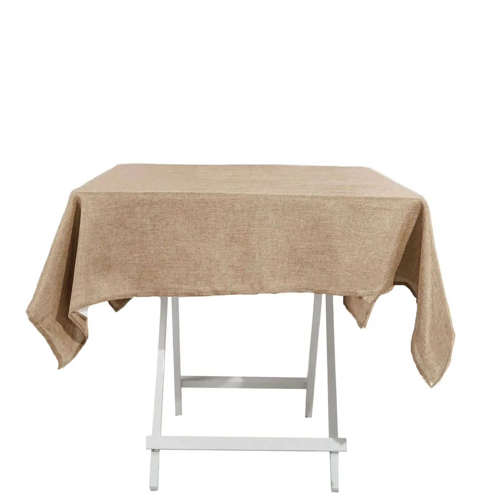 54"x54" Solid Faux Burlap Jute Square Tablecloth - Natural, Rustic, Boho Decor - Machine Washable Household Kitchen Linen for Party Events
