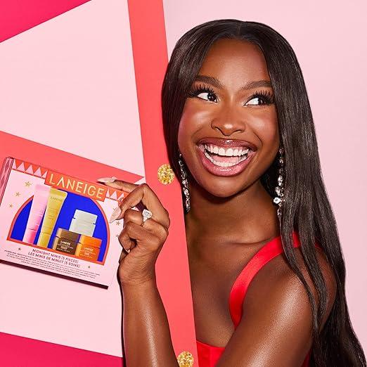 Laneige Skincare & Lip Care Holiday Gift Set - Lip Mask Water Bank & Lip Glowy Balm for Hydration Glowing Lips Beauty Essentials