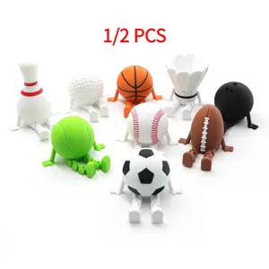 Sports Ball Buddies - 3D Printed Sitting Pose Action Figures: Basketball, Football, Soccer, Baseball, Golf, Volleyball - Movable Arms & Legs, Cute Desk Decor for Sports Fans,3D Printed Ball Desk Figures Decor
