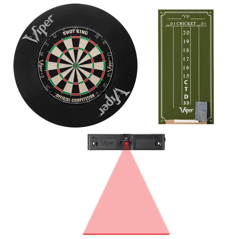 Viper Shot King Bristle Dartboard Set – Regulation 18” Diameter Dartboards with Small Cricket Chalk Scoreboard, High Tech Laser Throw Line, Wall Defender, Foam Defender