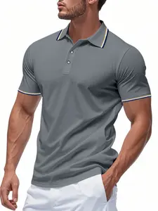 Men's Multicolor Horizontal Striped Stand Collar Shirt, Breathable Elastic Knit, Casual and Business Wear, Comfortable and Stylish