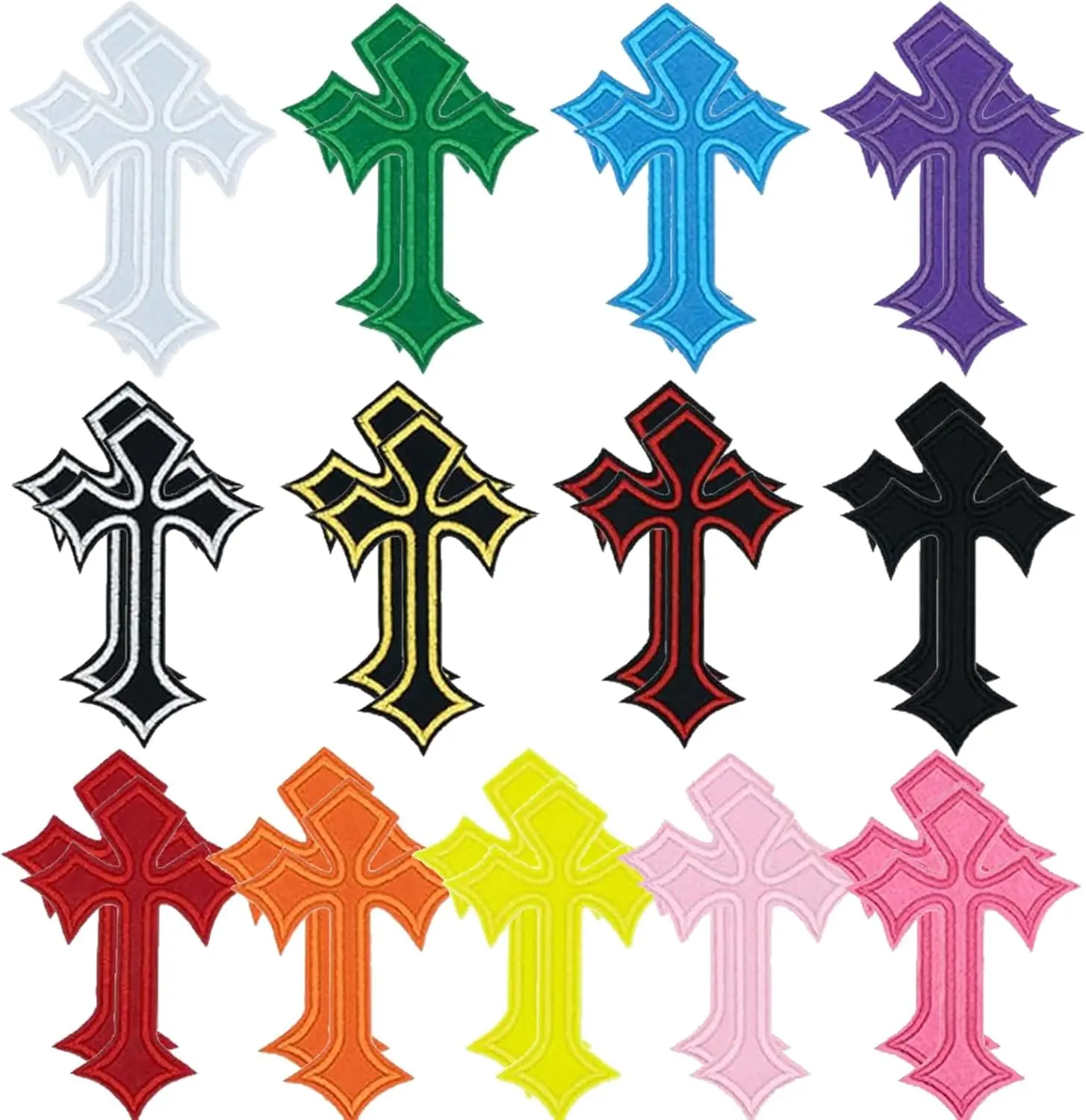26PCS Cross Iron-On Patches,Style Embroidered Applique for Jeans,Hats,Jackets,Backpacks,Vintage Cross Patches for DIY Clothing & Decorative Repair