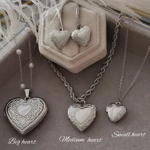 Silver Memory Heart Photo Necklace