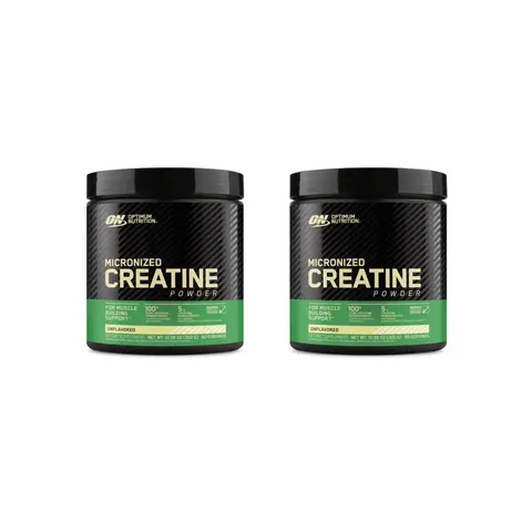Optimum Nutrition Pure Creatine Monohydrate Powder - 2-Packs, 5g per Serving, 60 Servings/Container, Unflavored, Dairy Free Supplement for Adults, Muscle Support, Strength & Energy Boost, Explosive Movements, Banned Substance Tested, Easy Micronized Mix